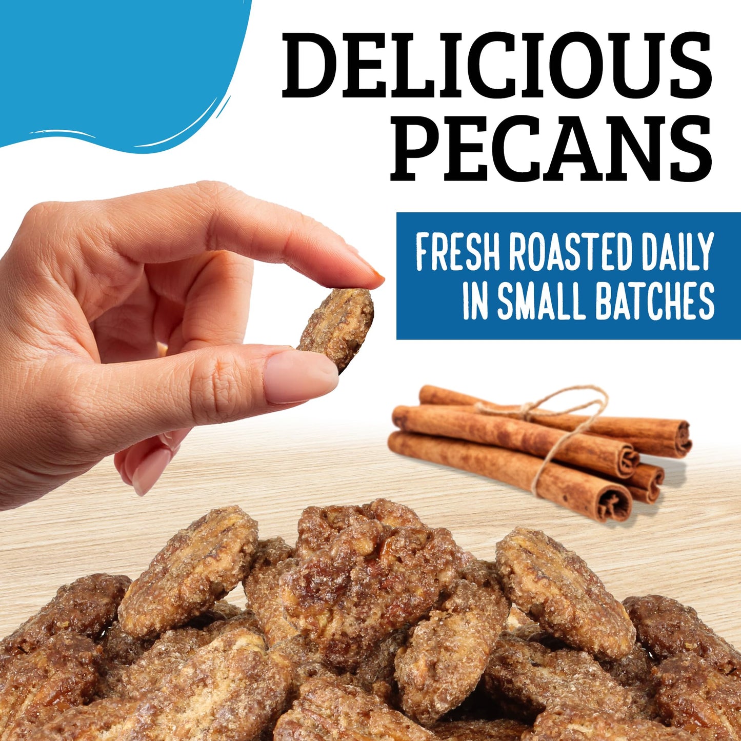 Almond Brothers Cinnamon Roasted Pecans - Gluten-Free, Non-Gmo, Candied Pecans, Gourmet Pecan Snack (5Oz, 3 Pack)