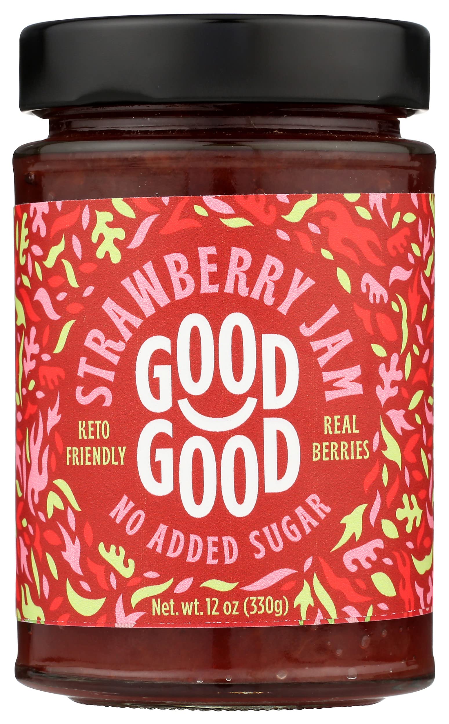 Good Good Sweet Strawberry Jam, Real Berries, No Added Sugar, Keto Friendly, Gluten Free, Vegetarian Friendly, 12 Ounce (Pack of