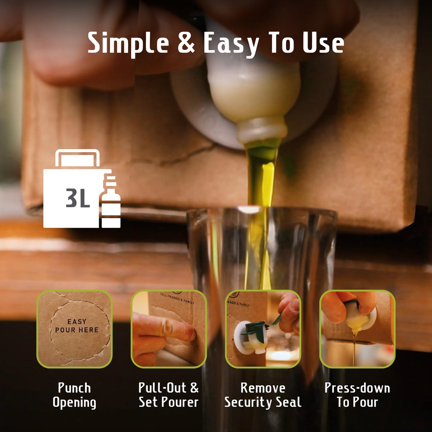 Frantoio Uliveti Umbri Extra Virgin Olive Oil | Cold Pressed | Bag-in-Box 3L (101.4 Fl Oz) | Authentic Italian Quality