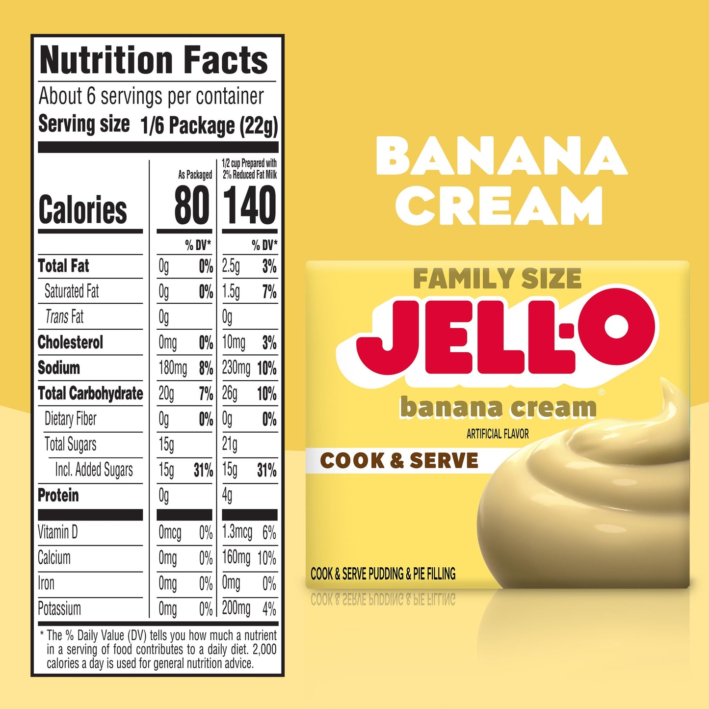Jell-O Banana Cream Cook & Serve Pudding & Pie Filling (3 Oz Boxes, Pack Of 24)