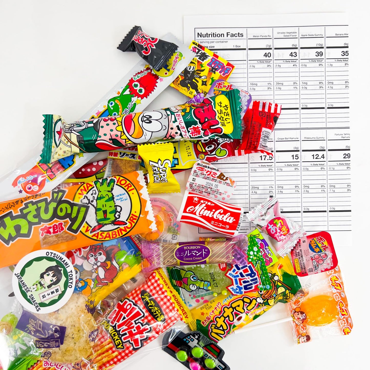 Otsumami Tokyo, Original Japanese Snacks Giftee Bag, Full Of Dagashi, Candy, Gummy, Marshmallows, Chips, Bubblegum, Weird Food J