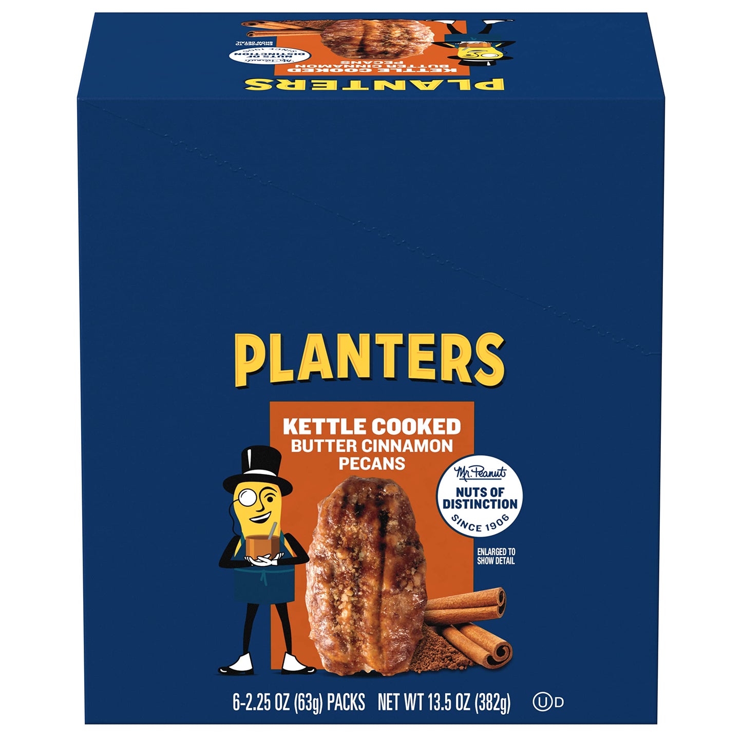 PLANTERS Kettle Cooked Butter Cinnamon Pecans 2.25 oz Pack (Pack of 6)