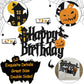YOYMARR Halloween Cake Topper for Wizard Ghost Pumpkin Theme, Black Sparkle Decor, 7.3 x 4.75, Ideal for Birthday Party Supplies