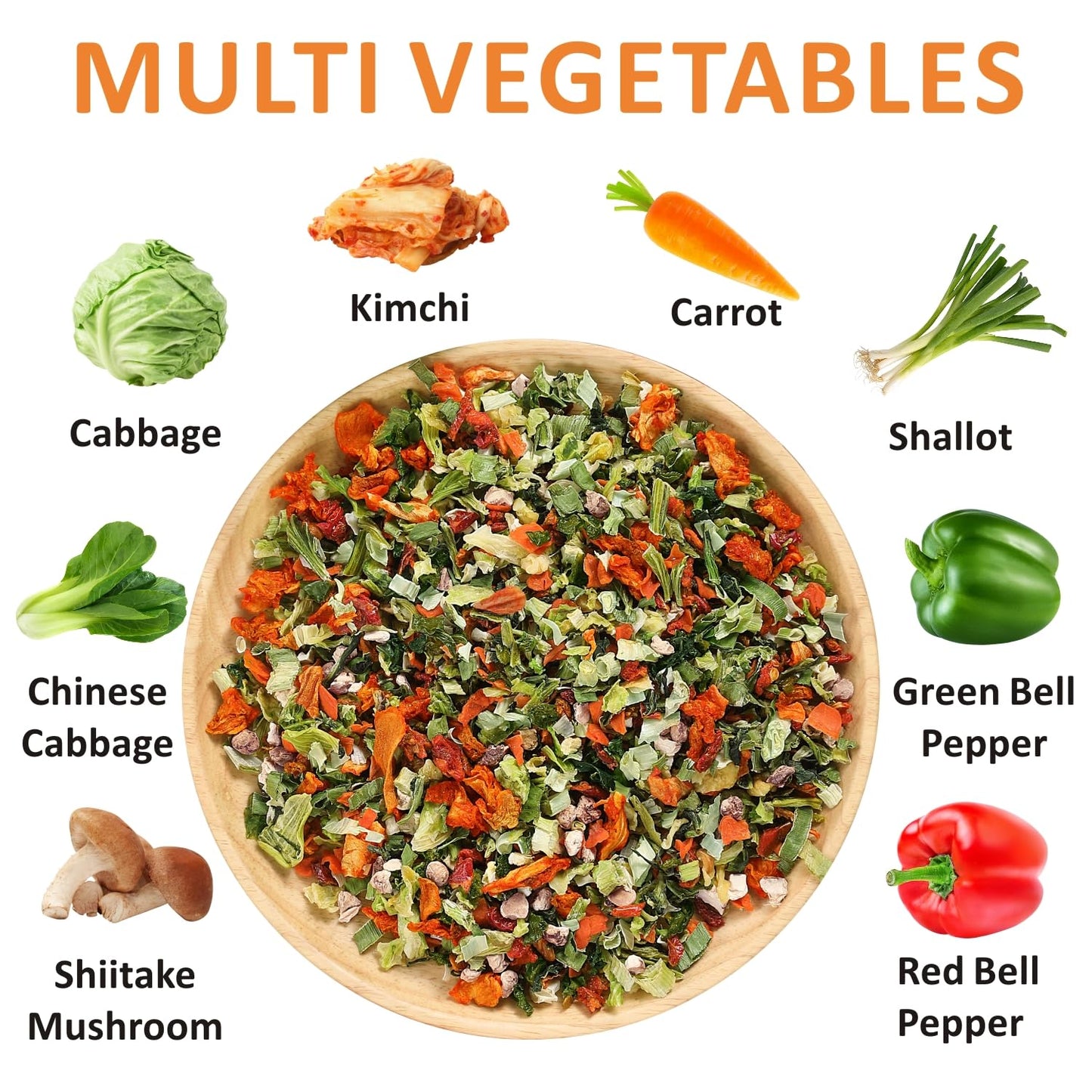 Yimi Kimchi Mushroom Ramen Toppings, Dehydrated Mixed Vegetables, Gluten Free, 16oz Pack