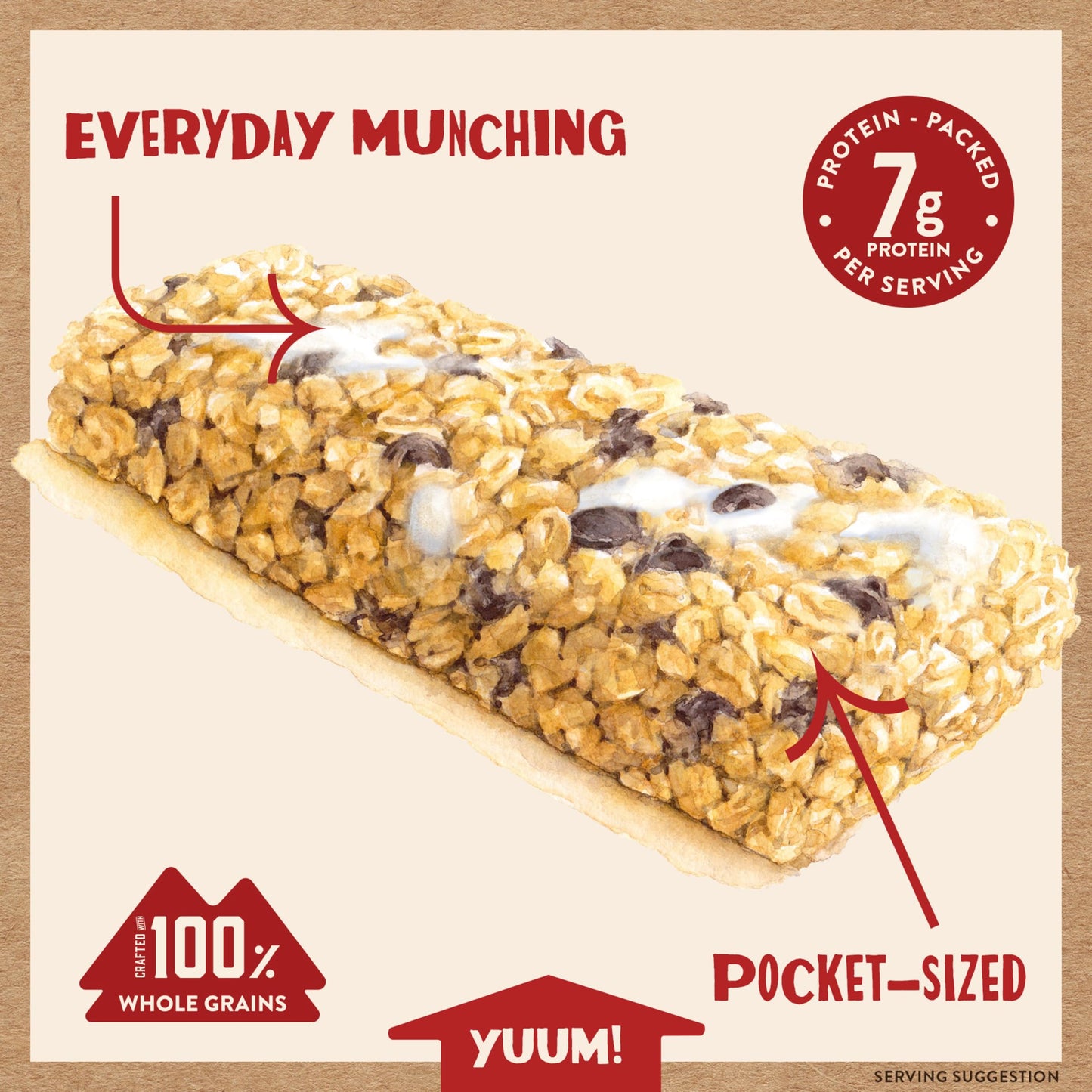 Kodiak Cakes Chewy Granola Snack Bars, S'Mores, High Protein, 100% Whole Grains, 12 Boxes With 5 Bars Each (60 Bars Total)