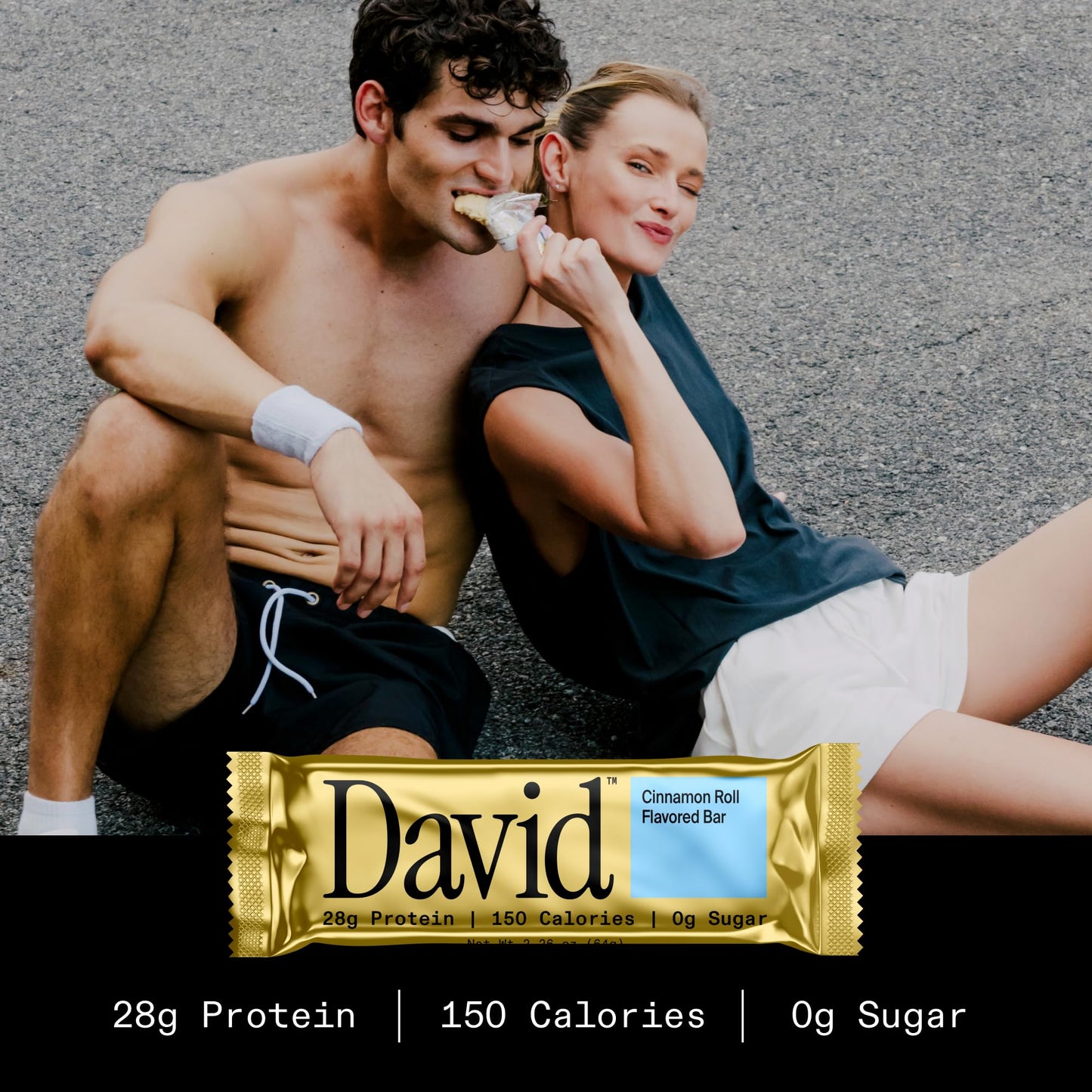 David Protein Bar  Cinnamon Roll  24 Protein Bars | 28g of Protein | 150 Calories | 0g of Sugar - High Protein  Low Carb  Gluten Free Protein Bar  Pack of 24