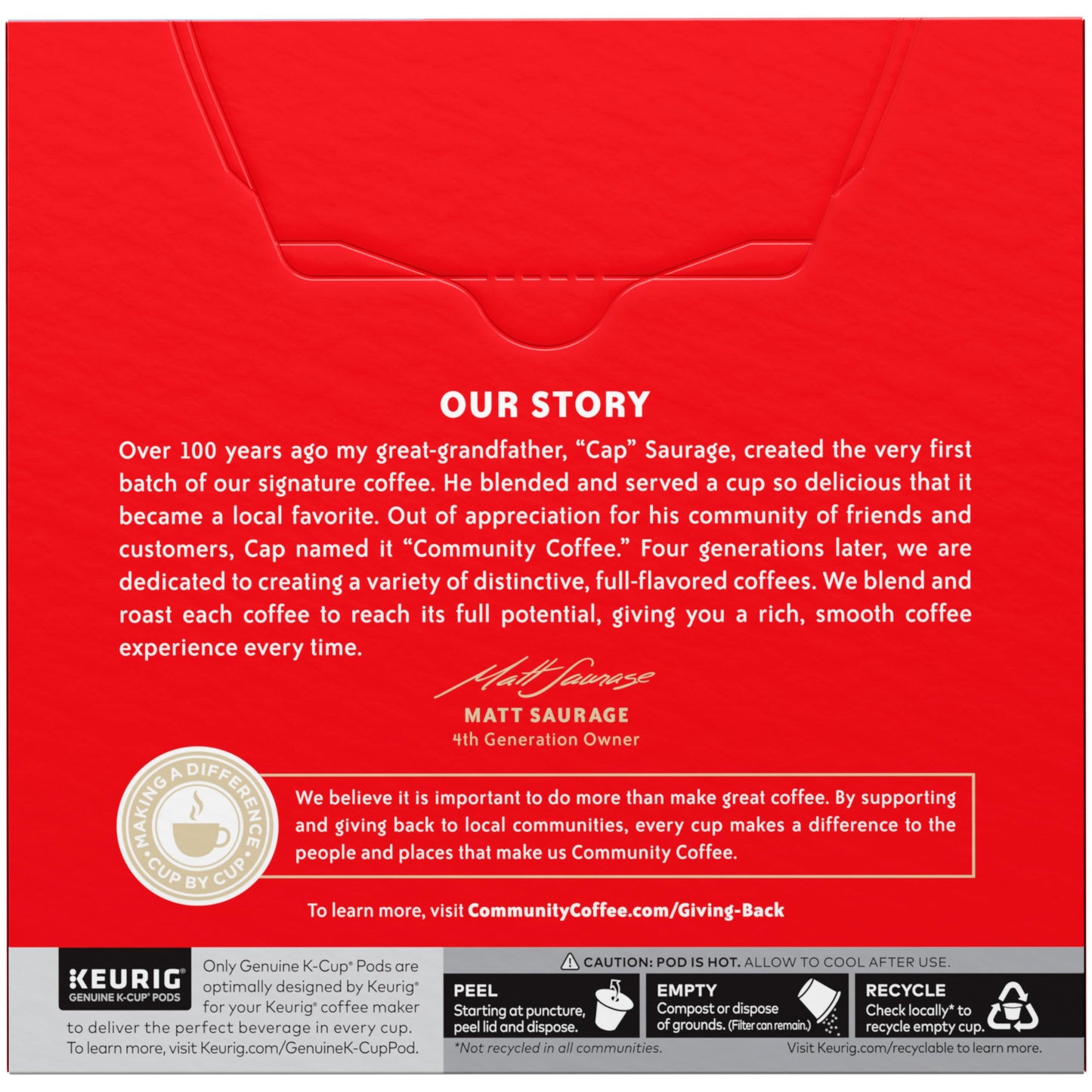 Community Coffee Signature Blend Dark Roast Single Serve Keurig K-Cup Pods 32 Ct Box