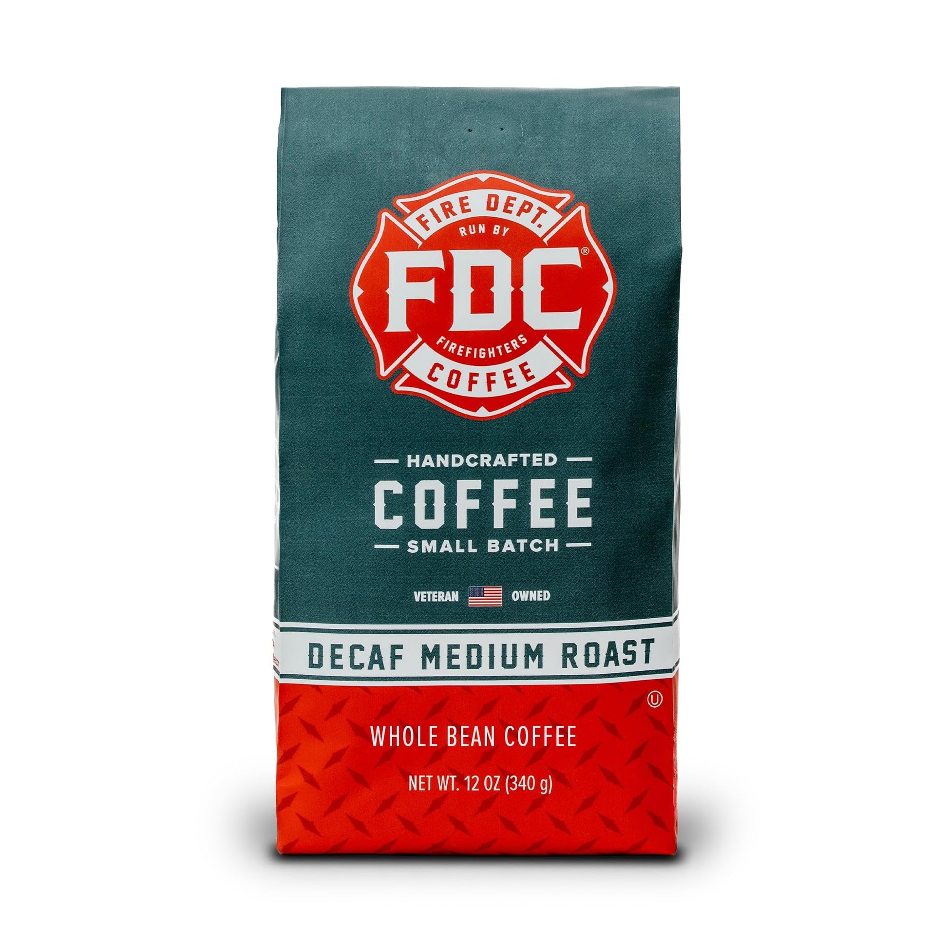 Fire Department Coffee Whole Bean Decaf - 12 oz - Naturally Decaffeinated - Veteran Owned