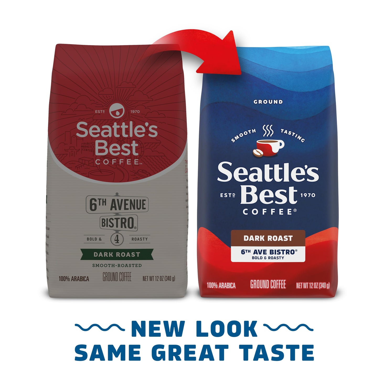 Seattles Best Coffee, Dark Roast Ground Coffee, 6Th Ave Bistro, 100% Arabica, 3 Bags (12 Oz Each)