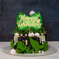 Gyufise 1Pcs Happy Birthday Tropical Leaves Cake Topper Green Glitter Jungle Palm Leaf Cake Decoration For Jungle Theme Kids Bir