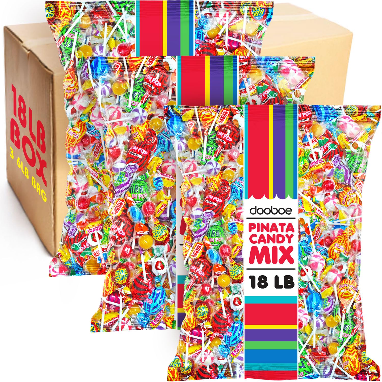 18 LB Bulk Candy Mix - Approx. 1 000 Pieces - Individually Wrapped Assorted Candy for Pinatas  Parties  Parades  Birthdays  Classroom Events & Fiesta Celebrations
