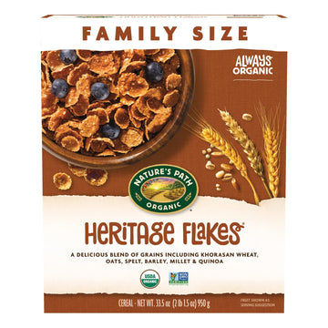 Nature s Path Organic Heritage Flakes Cereal, 33.5 oz (Pack of 4), Non-GMO
