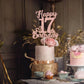 veegood 17th Birthday Cake Topper - Rose Gold Glitter Cardstock, Happy 17th Decorations for Men & Women
