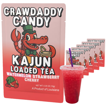Kajun Loaded Tea - Crawdaddy Candy | Watermelon + Strawberry + Cherry Flavor | Sugar Free Energy Tea Powder | 250Mg Green Tea Energy Blend | Zero Calories | Keto Friendly