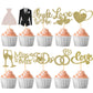 60 Pcs Bride to be Cupcake Toppers,Glitter Wedding Cupcake Toppers I Do Love Heart Ring Cupcake Picks for Bridal Shower Wedding 