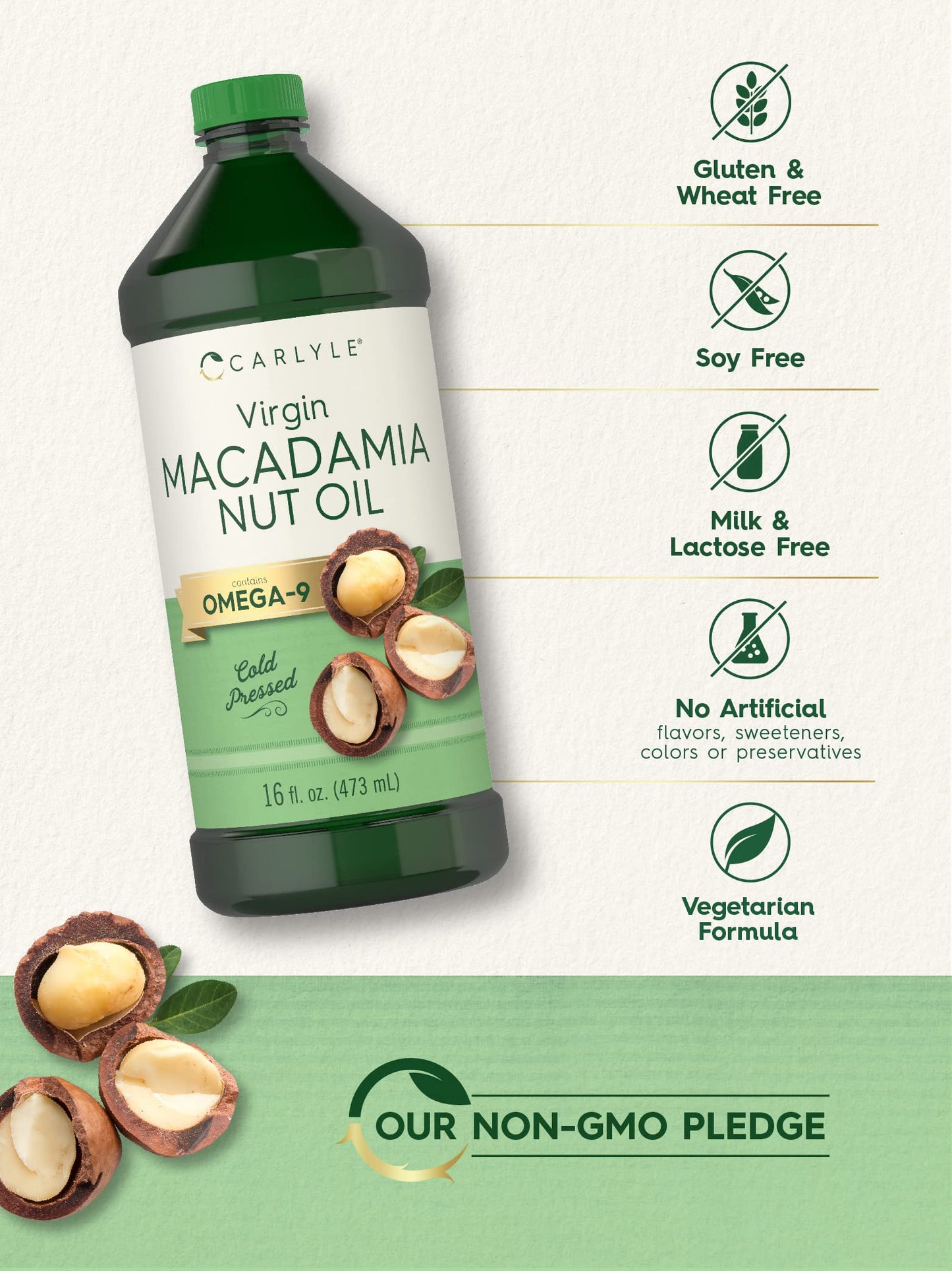 Carlyle Macadamia Nut Oil - Cold Pressed, Food Grade, Vegan - 3 x 16 Fl Oz Bottles, Non-GMO, Gluten Free, Virgin Oil