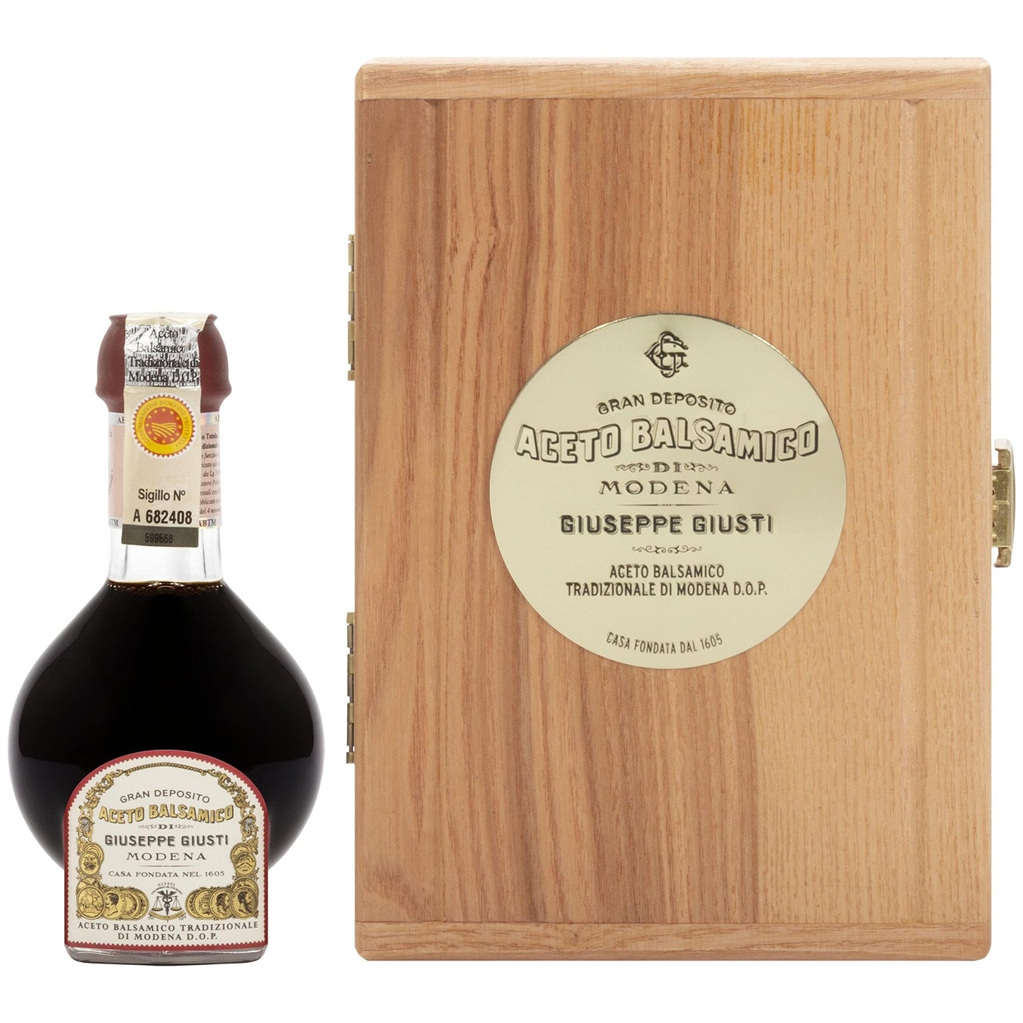 Giusti Traditional Aged Balsamic Vinegar of Modena DOP, 12 Years, 3.4 fl oz (100 ml), Black, Gift Set with Wooden Box