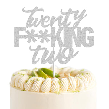 Twenty Two Silver Glitter Cake Toppers 22 Years Old 22Nd Birthday Anniversary Party Decorations Supplies