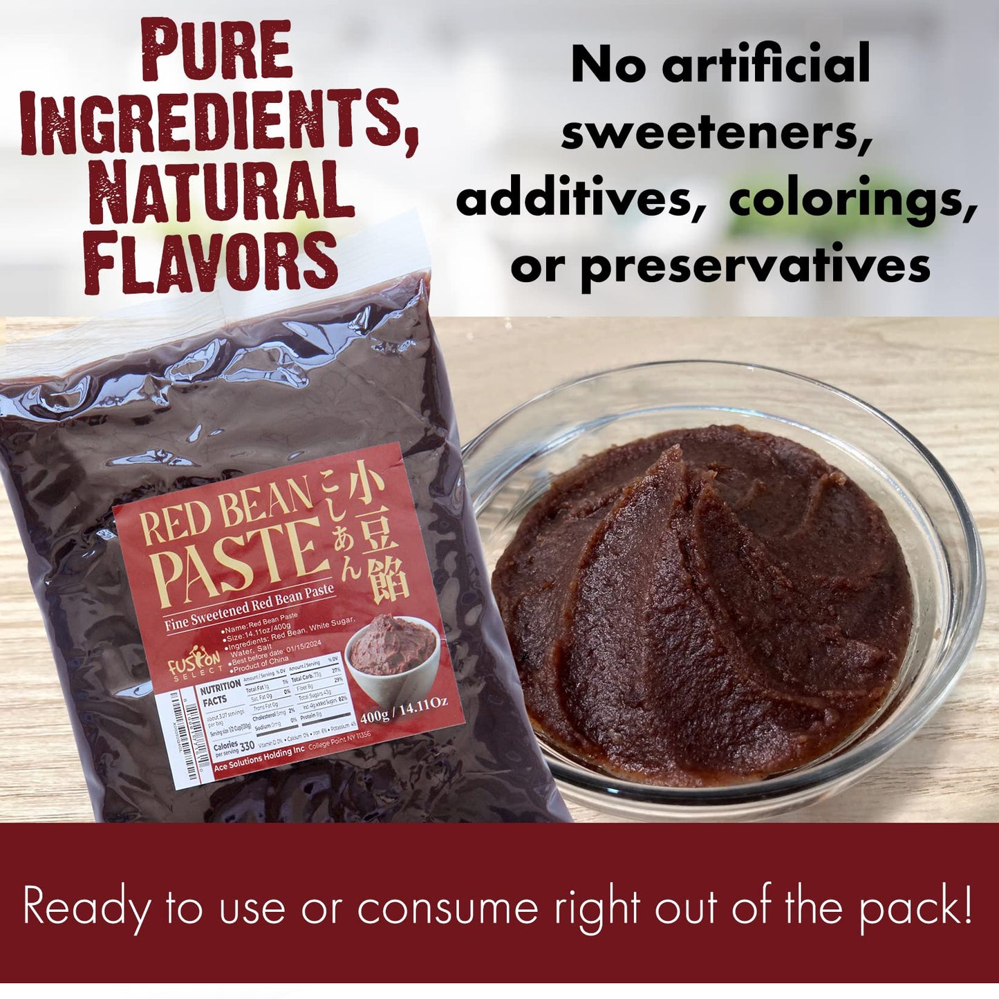Fusion Select Red Bean Paste - Fine Sweetened Adzuki Bean Paste for Mooncake, Desserts, Buns, Pastry Filling, Mochi - For Chines