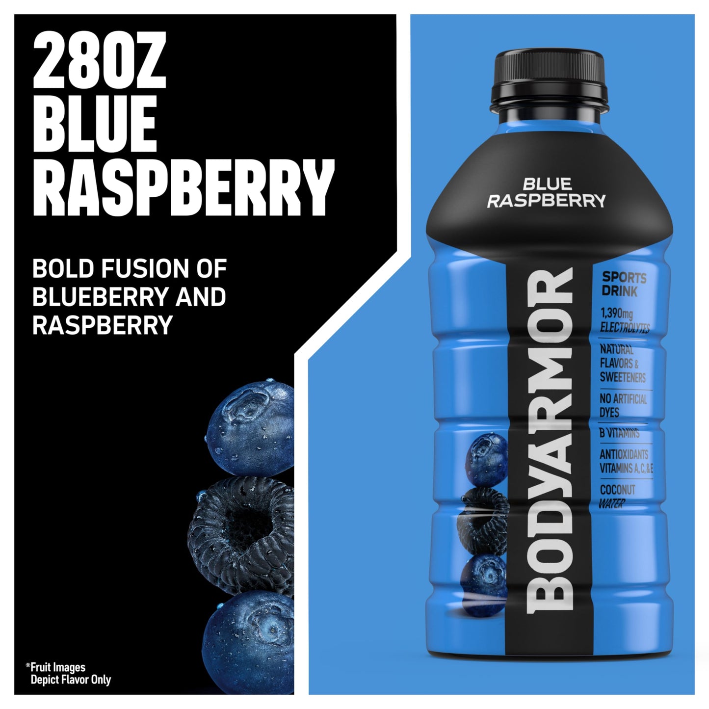 BODYprotective covering Sports Drink  Blue Raspberry  Electrolyte Drink Hydration  28 Fl Oz Bottles (15 Pack)  Flavored Coconut Water with B Vitamins & Antioxidants