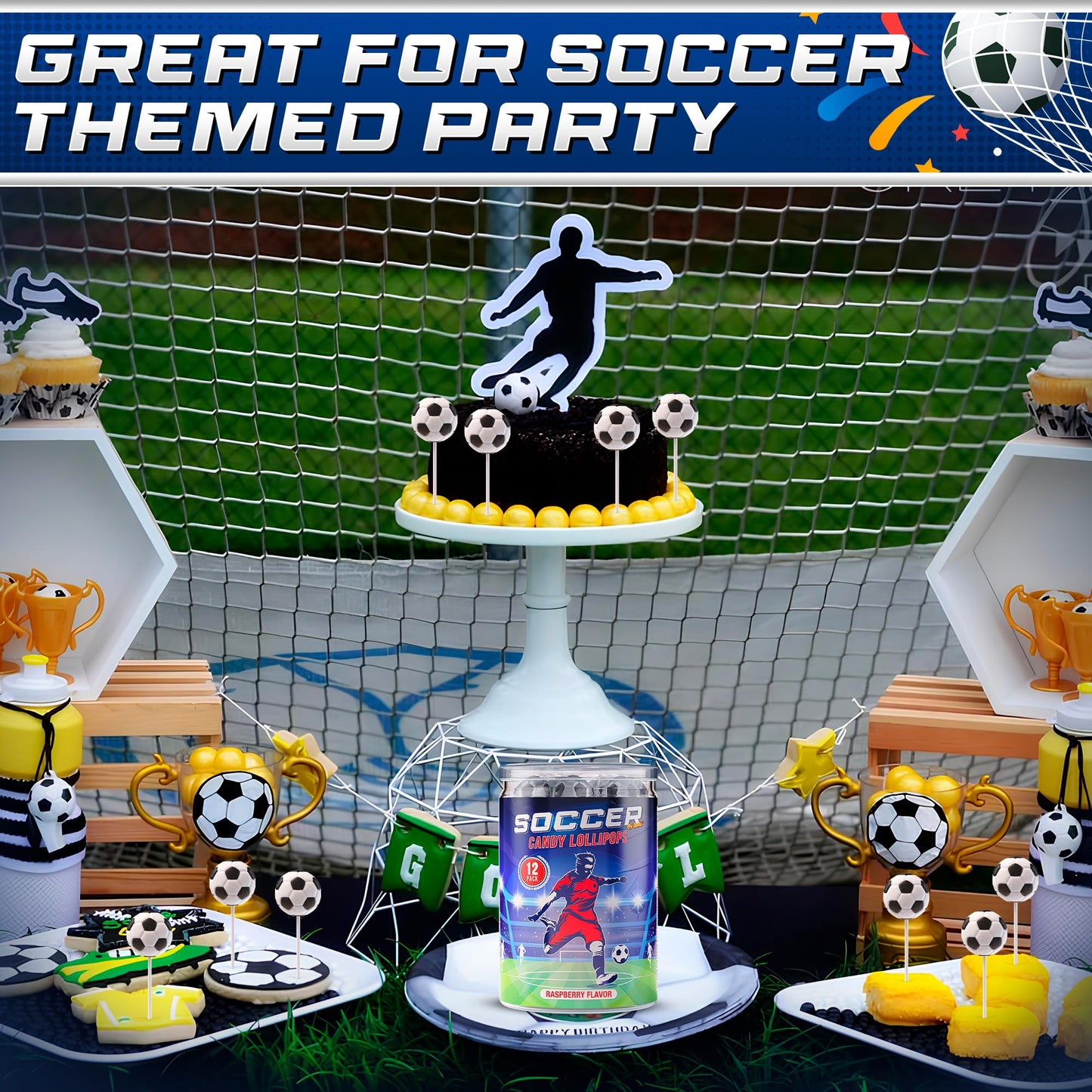 Soccer Lollipops 12Pk- Soccer Candy For Soccer Party Supplies - Soccer Ball Candy For Soccer Birthday Party Decorations - Soccer