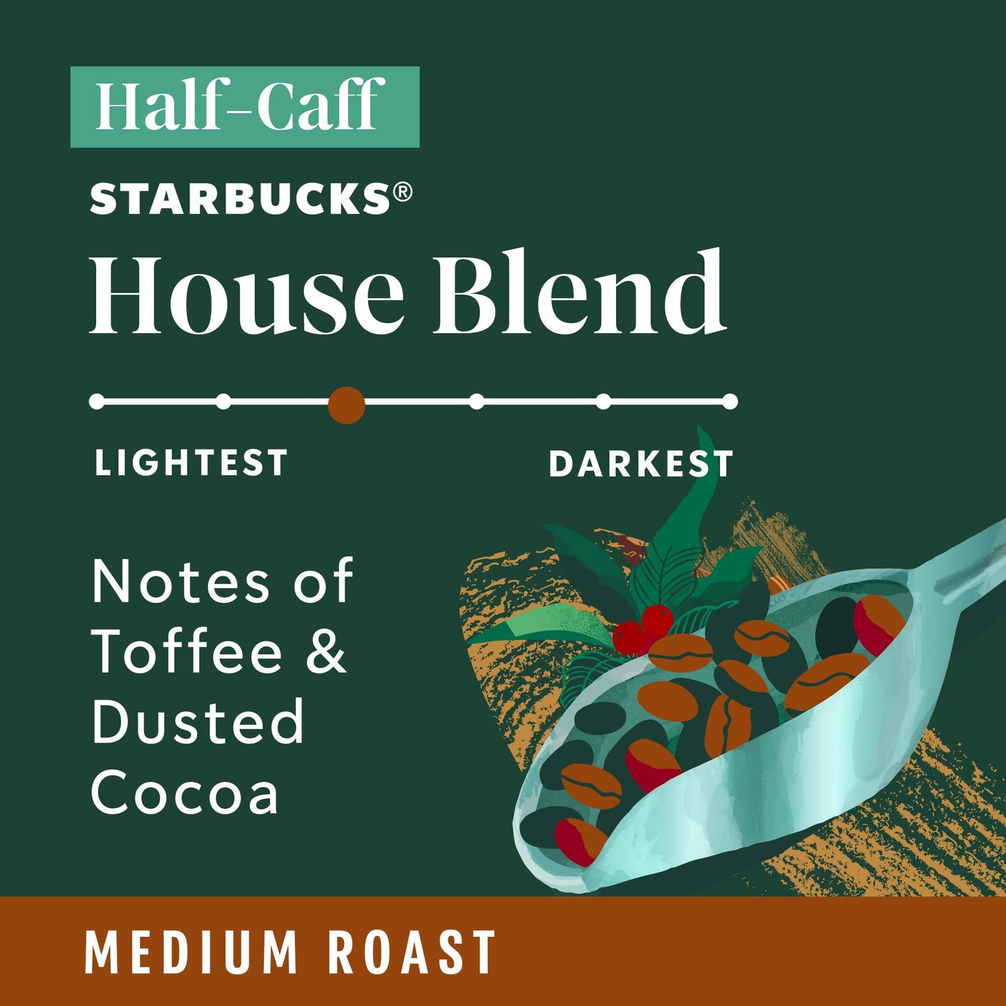 Starbucks K-Cup Coffee Pods, Medium Roast, Half-Caff House Blend, 10 Count per Box, Pack of 6, 100% Arabica