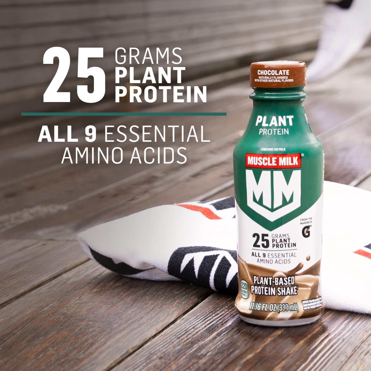 Muscle Milk Plant Based Protein Shake, Chocolate, 11.16 Fl Oz (Pack of 12)