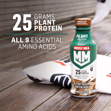 Muscle Milk Plant Based Protein Shake, Vanilla Caramel, 11.16 Fl Oz (Pack of 12)