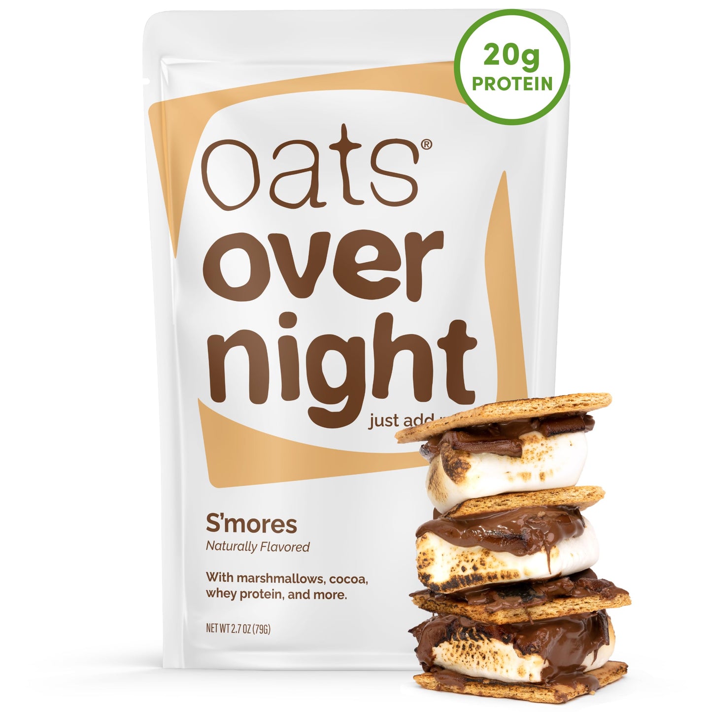 Oats Overnight Smores - Overnight Oats With 22G Protein  High Fiber Breakfast Protein Shake - Gluten Free Oatmeal  Non Gmo High Protein Oatmeal (2.8 Oz Per Meal) (24 Pack)