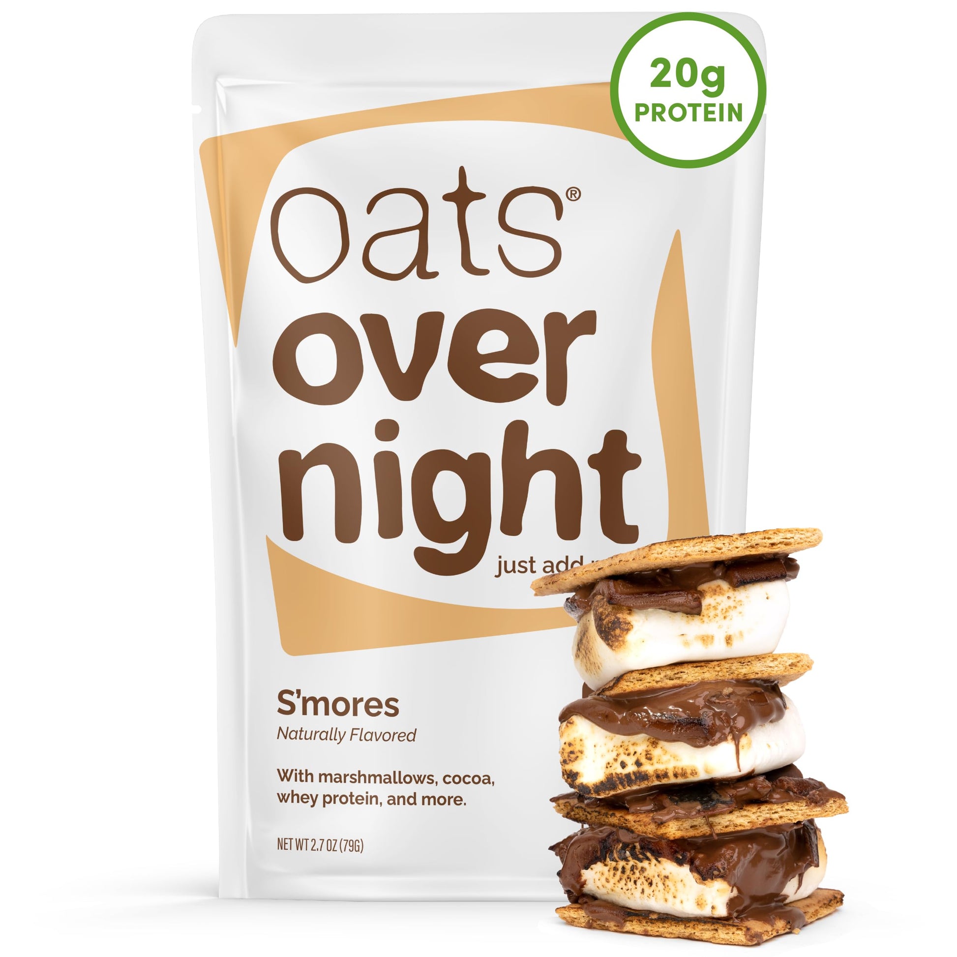 Oats Overnight Smores - Overnight Oats With 22G Protein  High Fiber Breakfast Protein Shake - Gluten Free Oatmeal  Non Gmo High Protein Oatmeal (2.8 Oz Per Meal) (24 Pack)