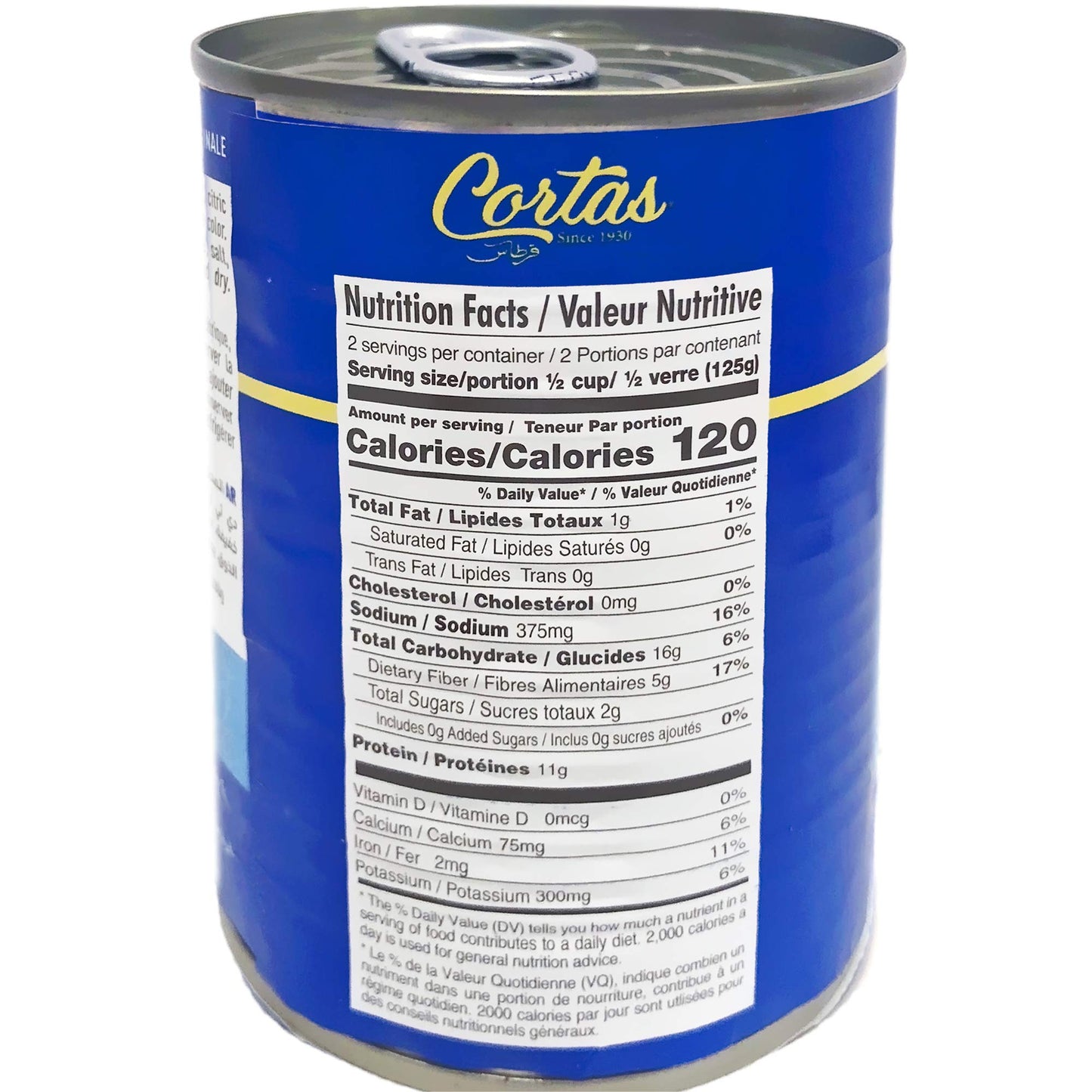 Cortas - Fava Beans 14Oz (6 Pack), Rte Cooked Foul Medammas (Original, Plain)