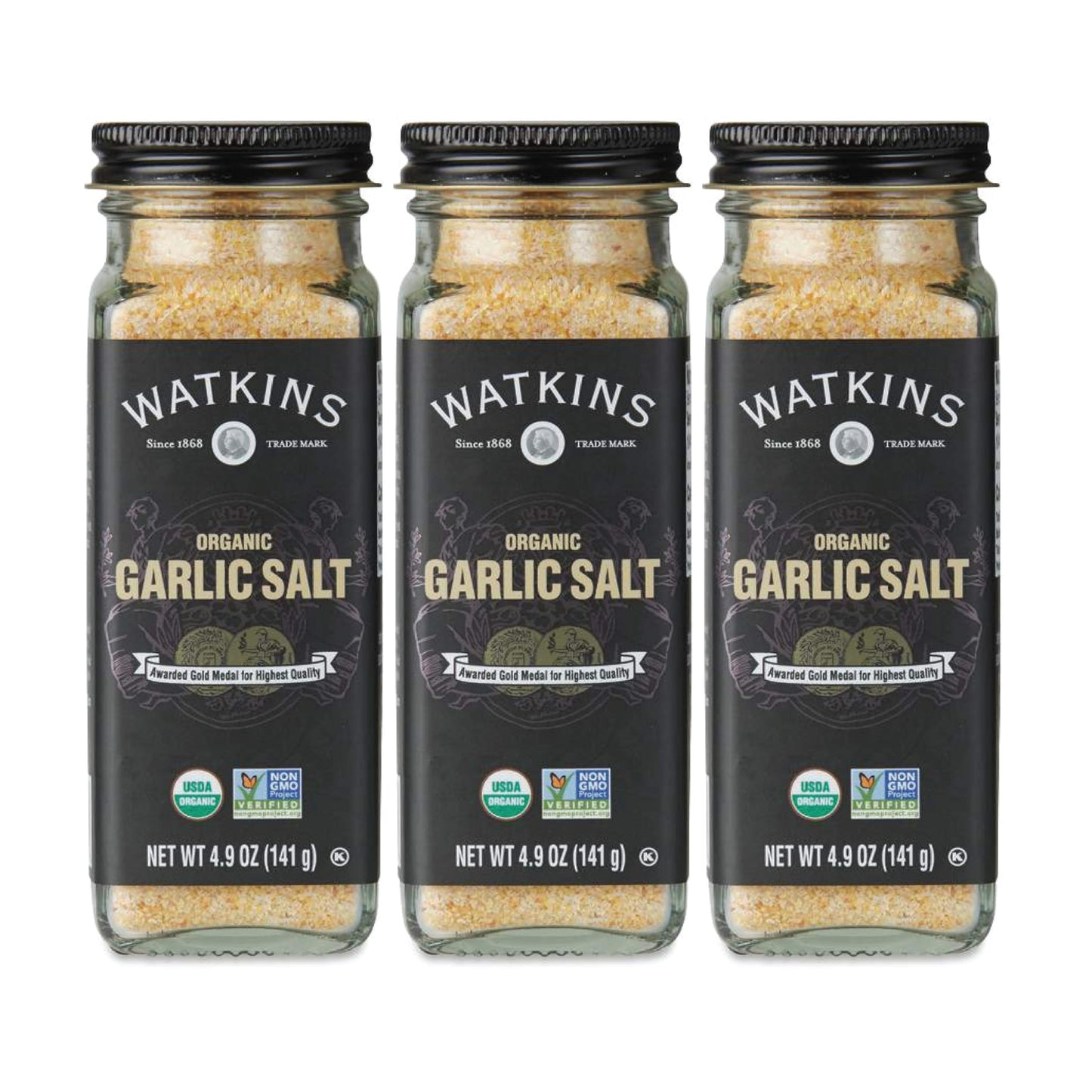Watkins Organic Garlic Salt, 4.9 Ounce, Pack of 3, Natural Flavoring