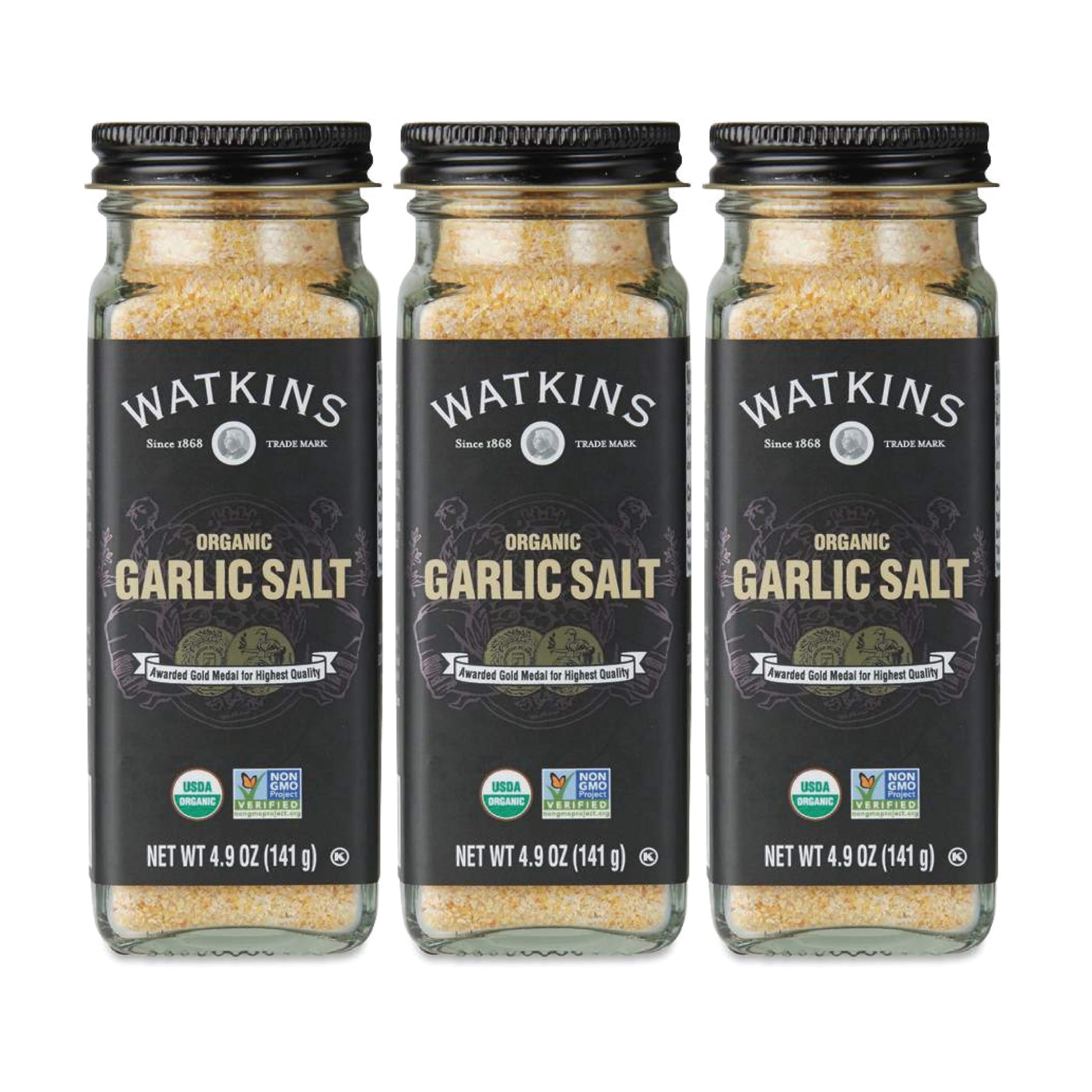 Watkins Organic Garlic Salt, 4.9 Ounce, Pack of 3, Natural Flavoring