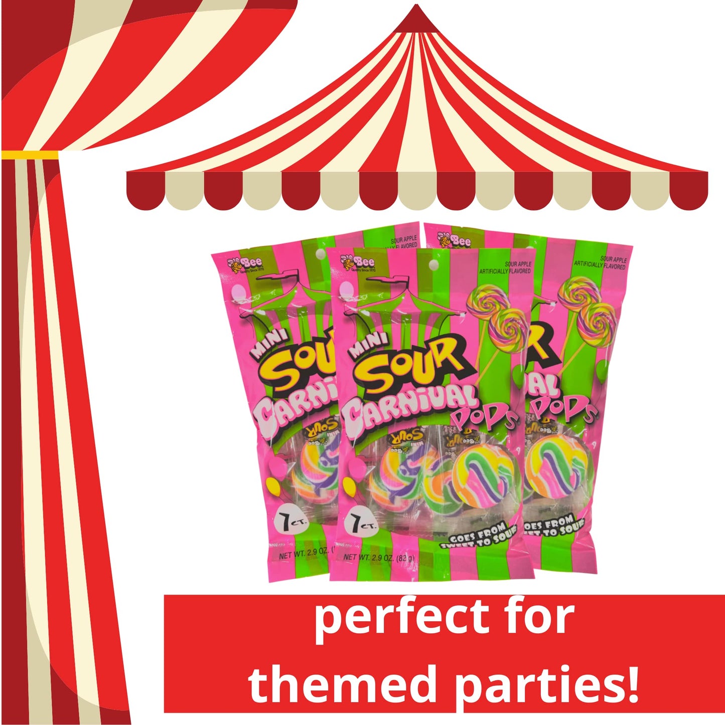 Mini Carnival Lollipop Packs, Shareable Individually Wrapped Traditional Multi Colored Swirl Pops, 7 Lollipops Per Bag, 3 Pack (