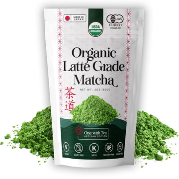 ONE WITH TEA Matcha Powder USDA ORGANIC, Hot or Iced, Smoothies Authentic Japanese Green Tea Powder, MADE IN JAPAN 2 OZ