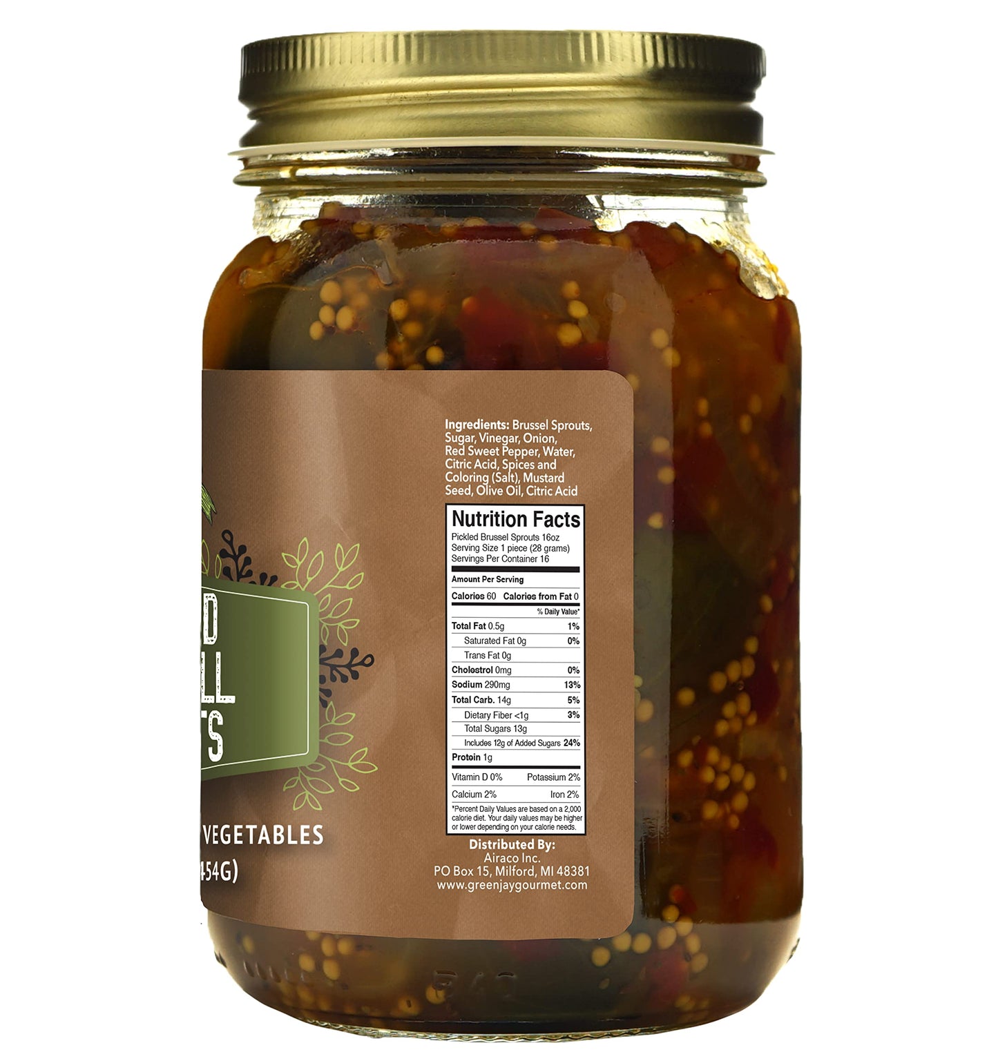 Green Jay Gourmet Pickled Brussel Sprouts In A Jar - Fresh Hand Jarred Vegetables For Cooking & Pantry - Home Grown Pre-Prepared