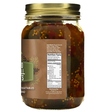 Green Jay Gourmet Pickled Brussel Sprouts In A Jar - Fresh Hand Jarred Vegetables For Cooking & Pantry - Home Grown Pre-Prepared