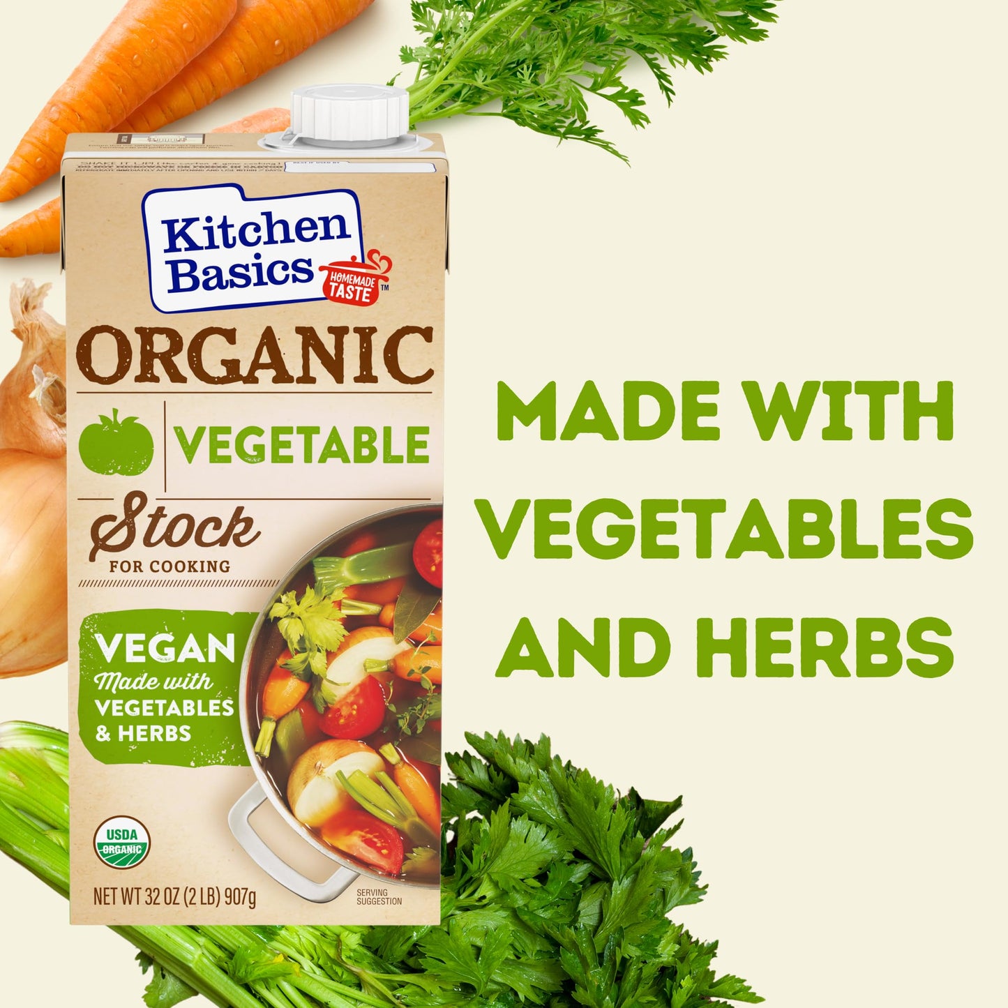 Kitchen Basics Organic Vegetable Stock, 32 Oz (Pack Of 12) | No Artificial Flavors, Vegan, Gluten Free |