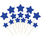 Gyufise 42Pcs Mixed Size Deep Blue Little Star Cupcake Toppers Glitter Twinkle Star Cupcake Picks For Wedding Engagement Bridal