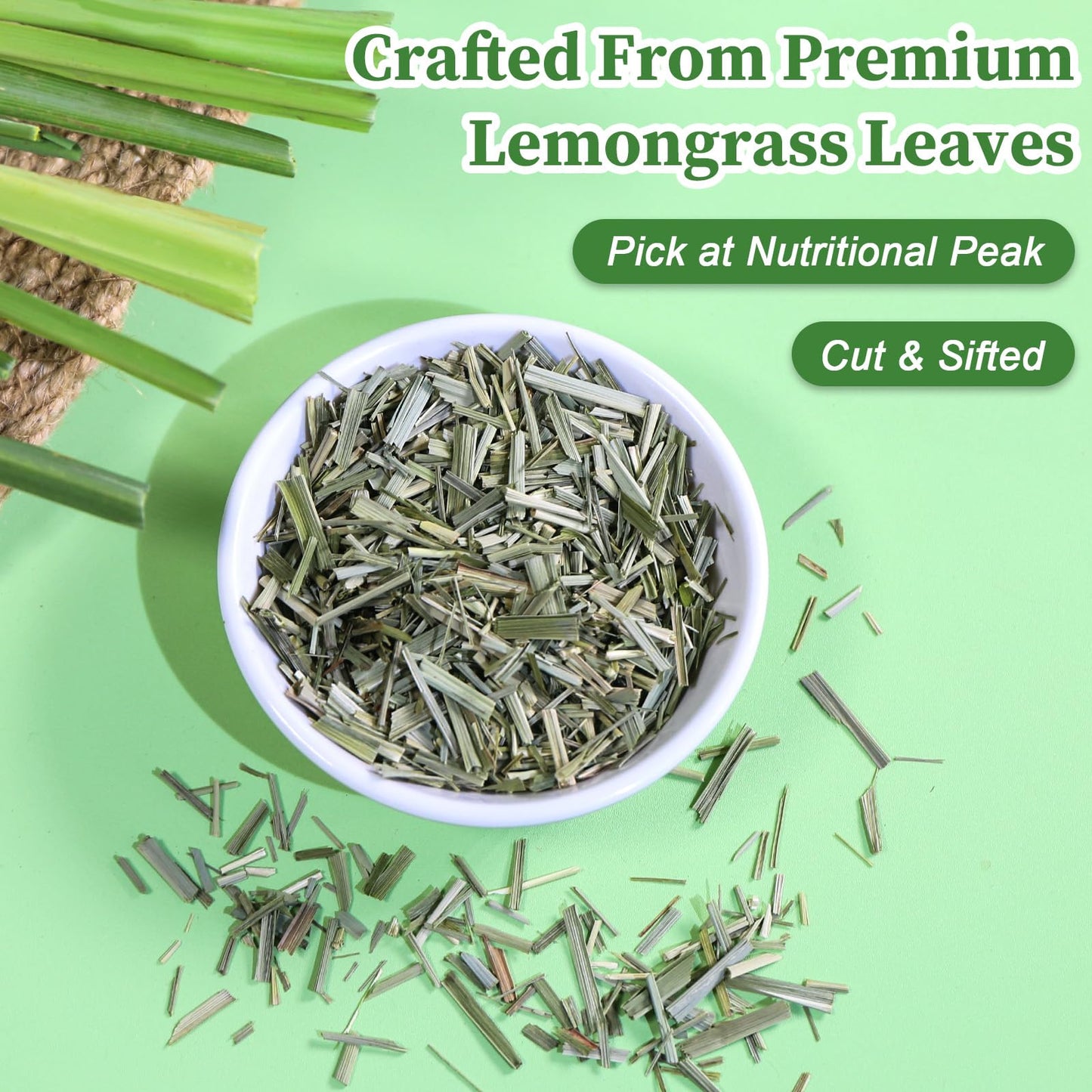 FullChea Lemongrass Tea Bags - Caffeine-Free Herbal Tea, 50 Count