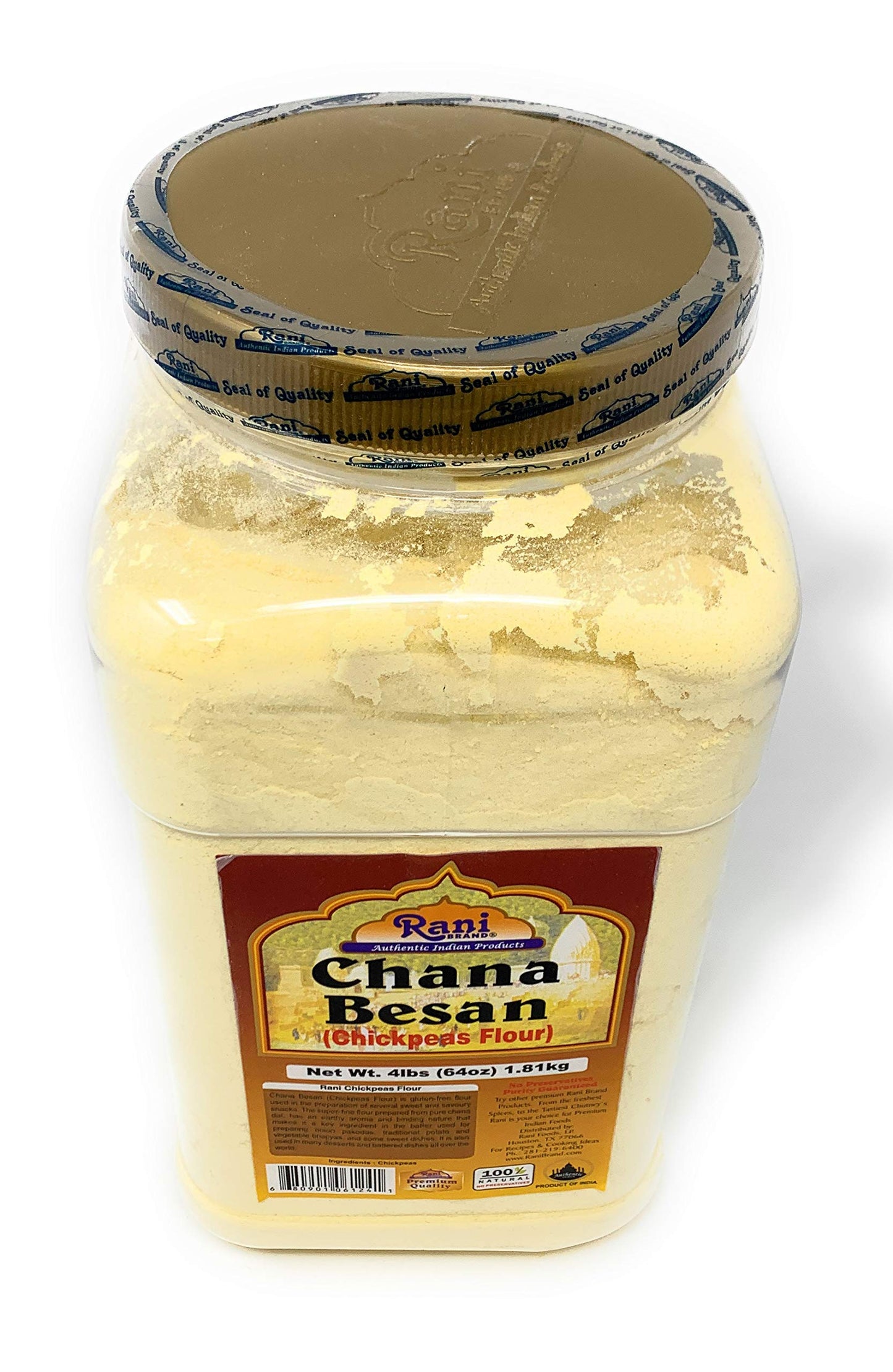 Rani Chana Besan Chickpeas Flour 64oz (4lbs) Bulk Jar - All Natural, Vegan, Gluten Friendly, NON-GMO, Indian Origin