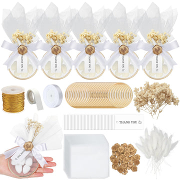 Misdary Wedding Almond Candy Favors Set of 50 with Ring and Tulle Bag, DIY Marzipan Souvenirs, Model JAF-Misdary-1328, 24.79