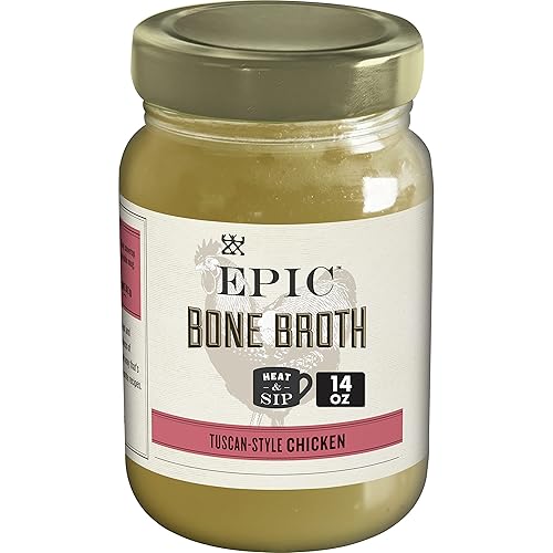 Epic Tuscan Chicken Bone Broth, Keto Consumer Friendly, 14 Oz Jar
