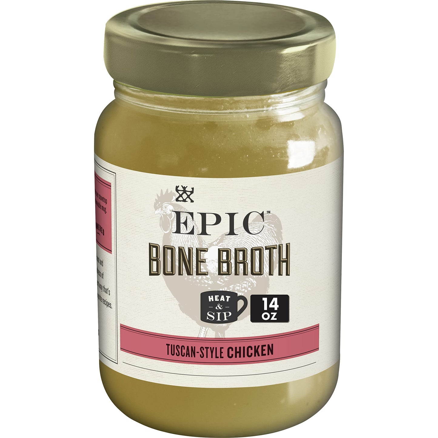 Epic Tuscan Chicken Bone Broth, Keto Consumer Friendly, 14 Oz Jar