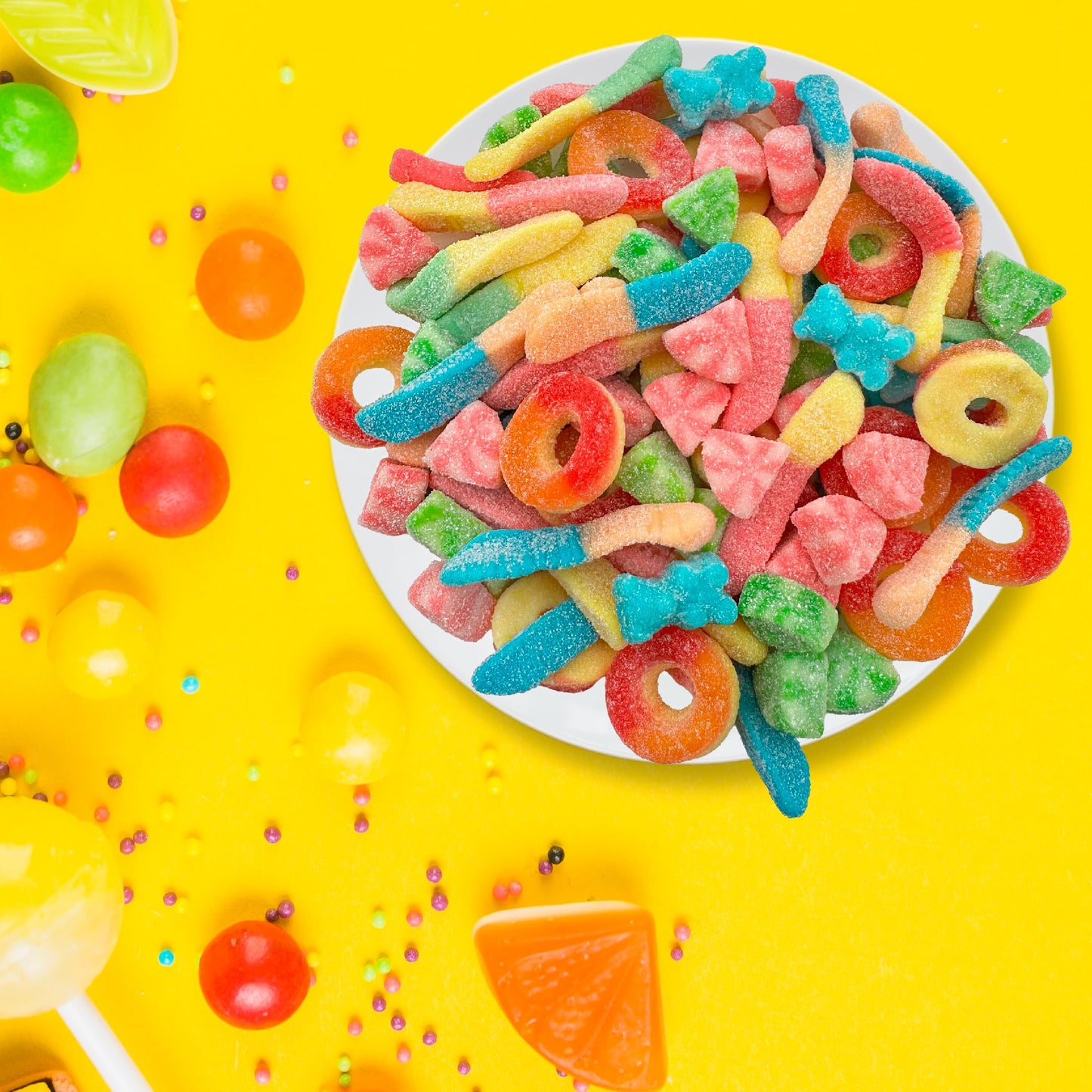 SUNNY ISLAND Gummy Candy Mix - Peach Rings, Watermelon Slices, Worms & Bears - 2-Pound Bag