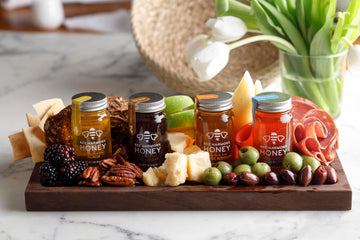 Bee Harmony Rare Varietals Honey Flight, Mini Honey Gift Set, 4 Jars, 3 Oz Each, Premium, Raw (Acacia, Buckwheat, Blueberry Blos