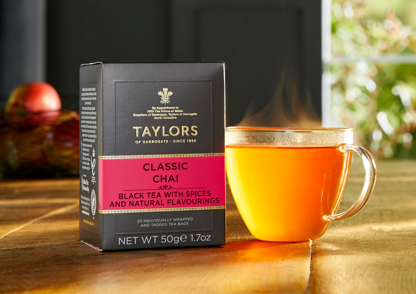 Taylors of Harrogate Classic Chai, Black Tea, Individually Wrapped Bags, 20 Count (Pack of 6), Spiced, Aromatic & Warming, Caffe