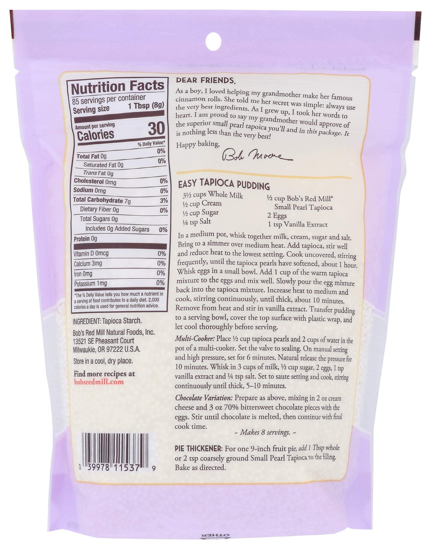 Bobs Red Mill Tapioca Small Pearl 24 Ounce Pack of 1