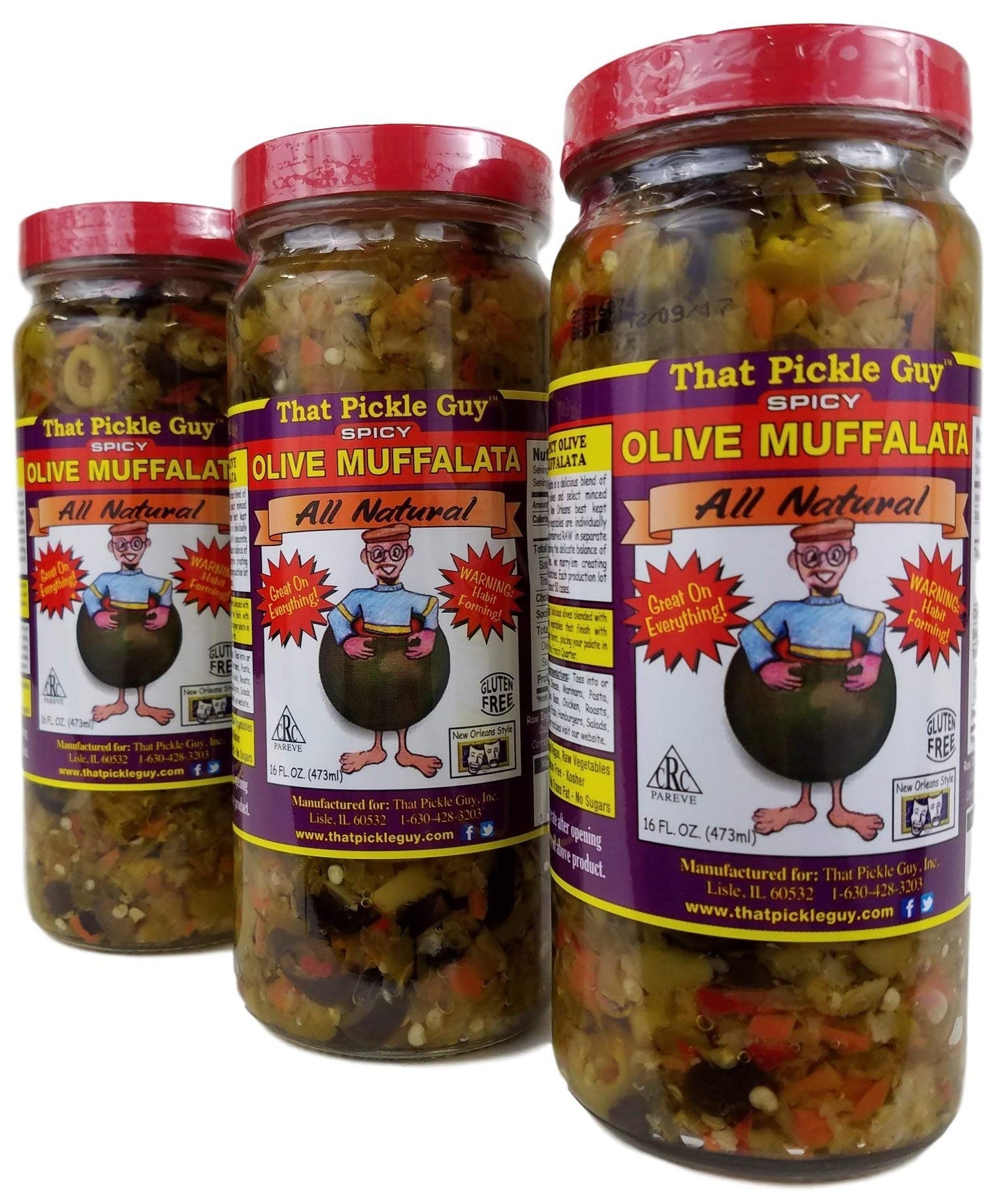 That Pickle Guy Spicy All Natural New Orleans Style Olive Muffalata (16 oz) (3 Jars)