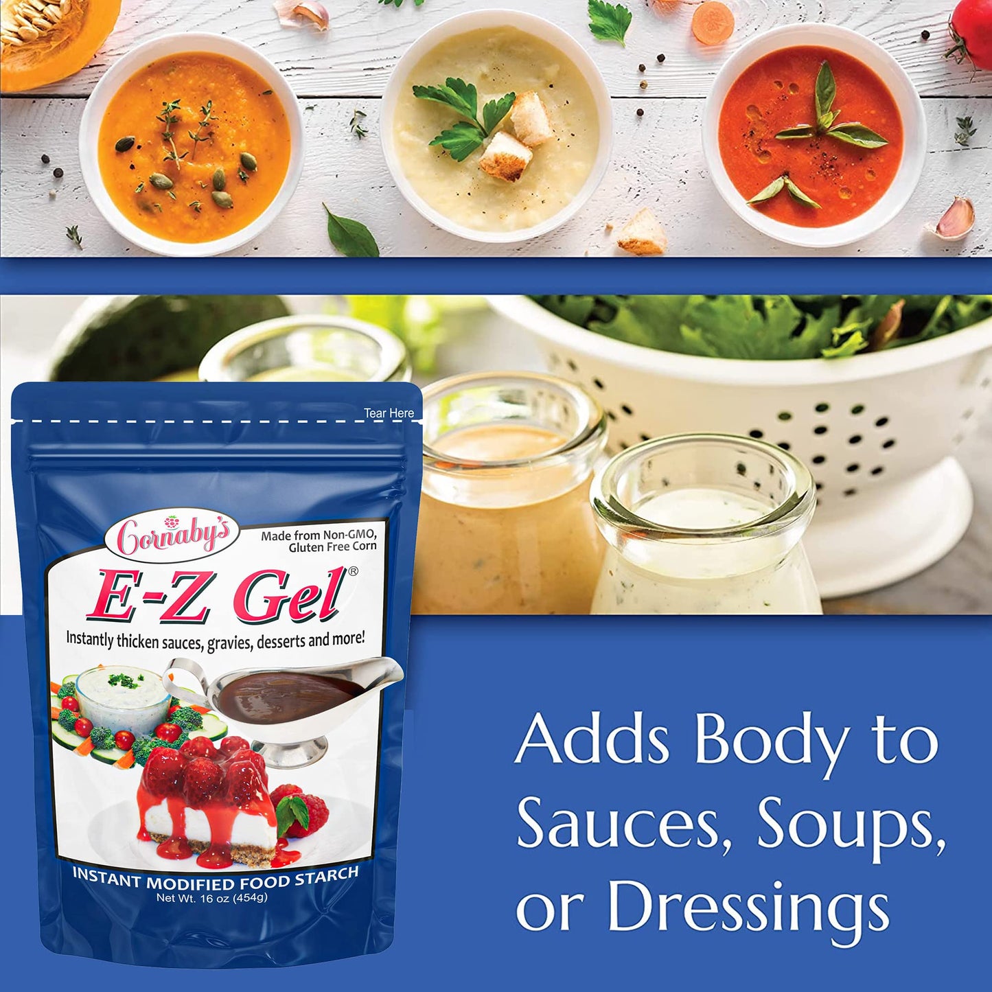 Cornaby'S E-Z Gel Instant Food Thickener, 16Oz. (Pack Of 1) | Gluten-Free, Non-Gmo, All-Natural, Instant Food Starch Granules Fo